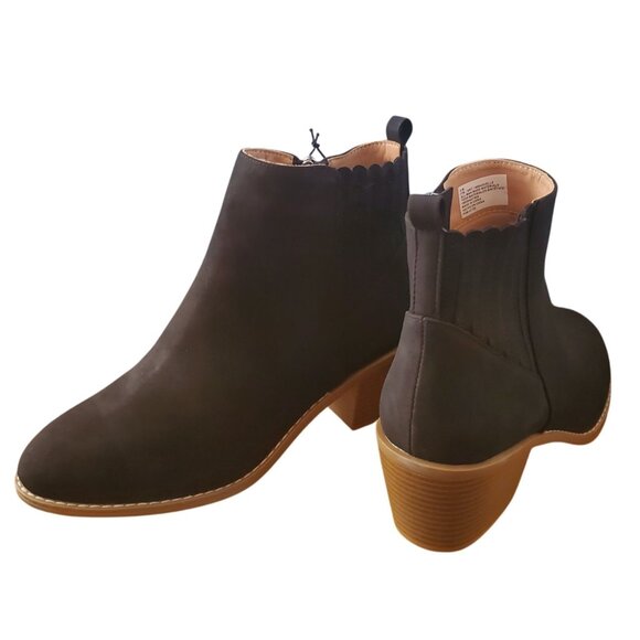 Draper James Womens 7 Elle Bootie Chunky Stacked Heel Zip-up Ankle Boots Brown - Picture 6 of 10